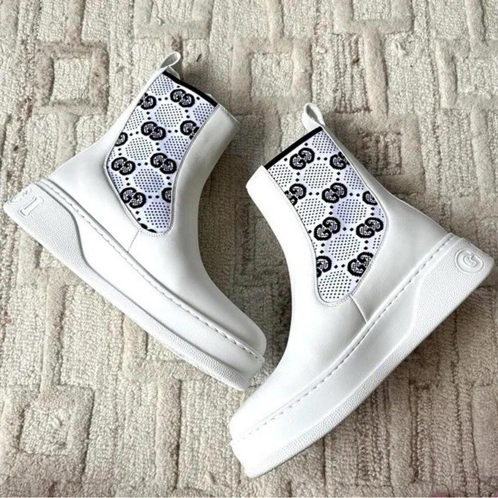 BNWT Gucci Women’s GG Jersey Chelsea Boots In White Size 39.5 US 9.5 $1,295 - Picture 2 of 9